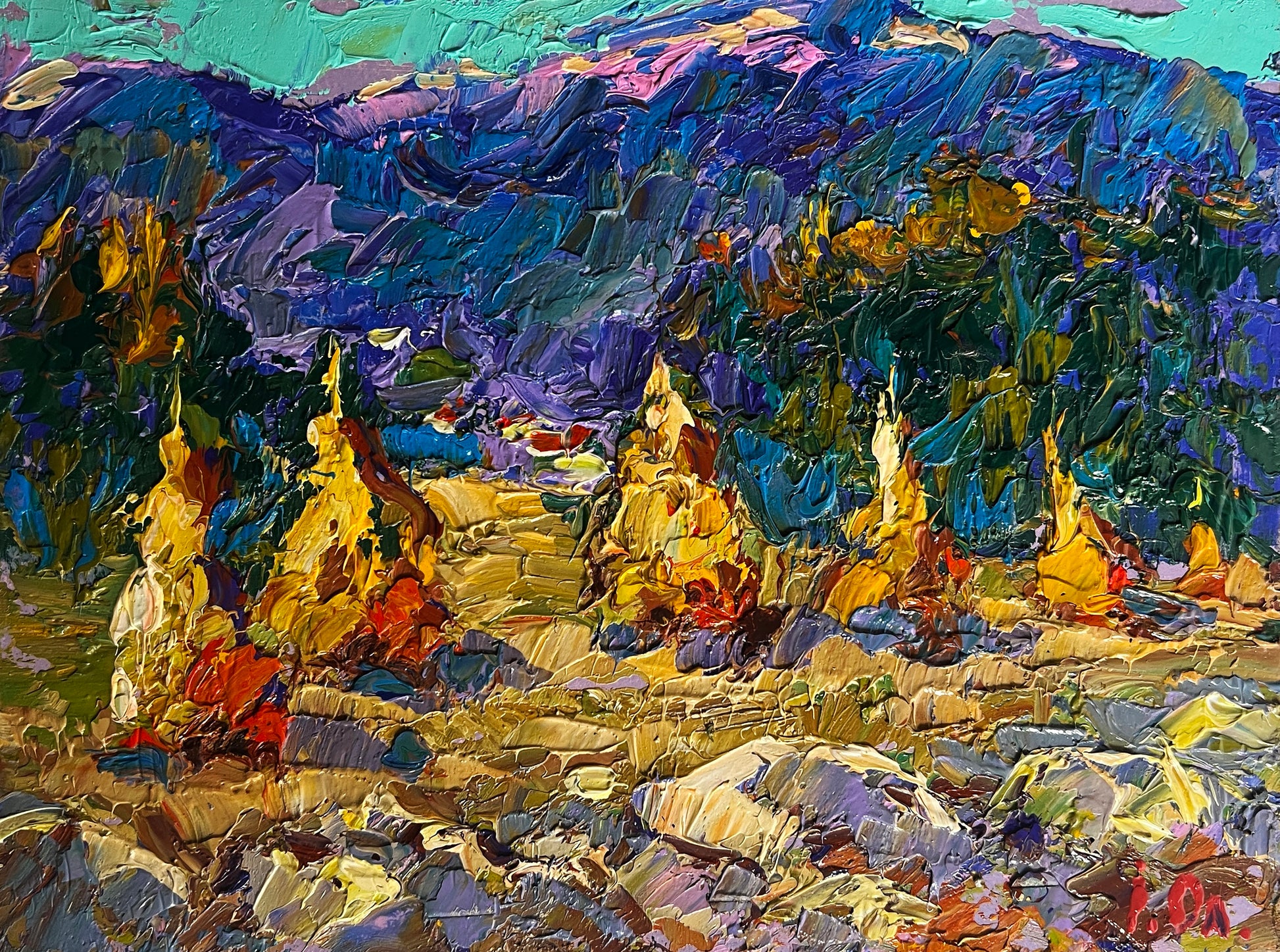 Vibrant impressionist landscape by Oleksiy & Oksana Ivaniuk, wholesale $95 originals