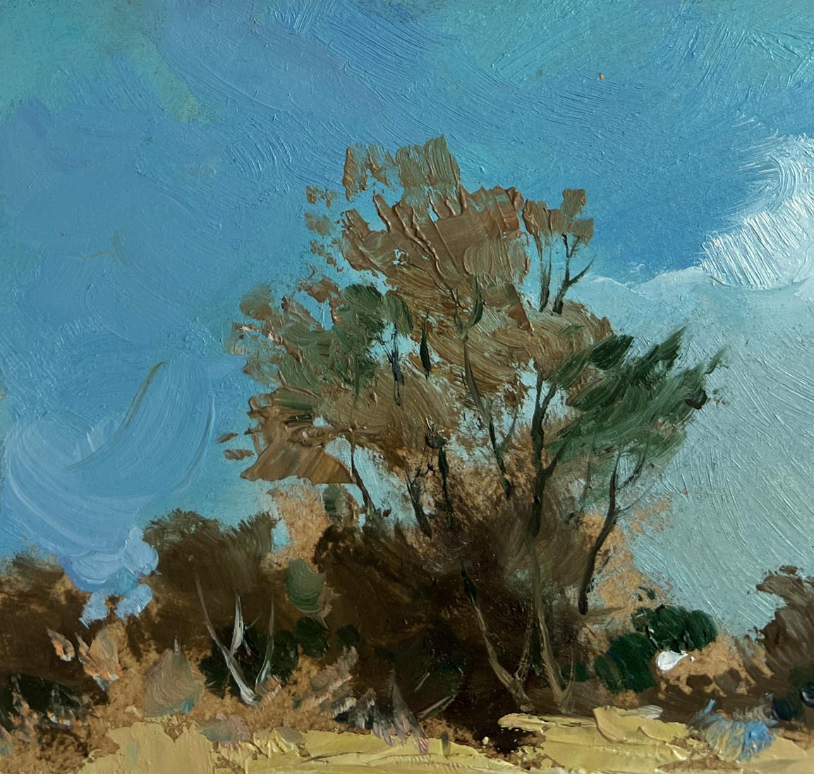 Oil painting of tree by forest pond by Yuriy Suprunchuk