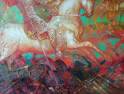 Abstract oil painting Warrior on horseback Anatoly Tarabanov