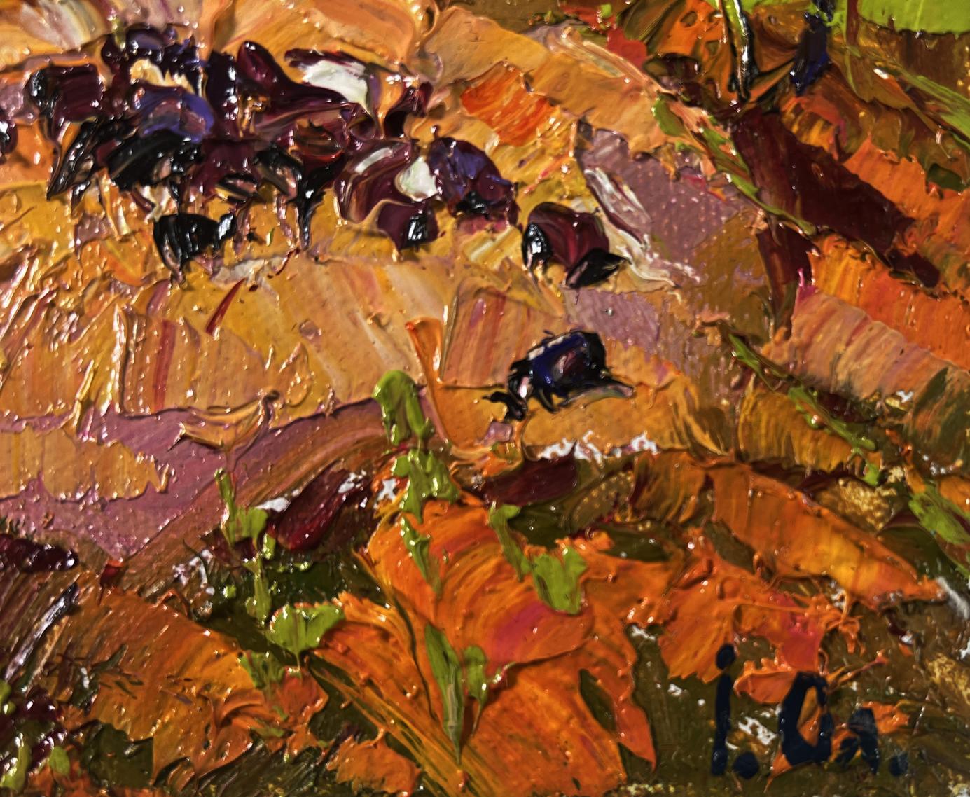 Vibrant oil painting of autumn leaves by Oleksiy Ivanyuk, Sunny day beauty