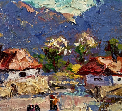 Impasto oil painting of Sunny village street by Oleksiy Ivanyuk