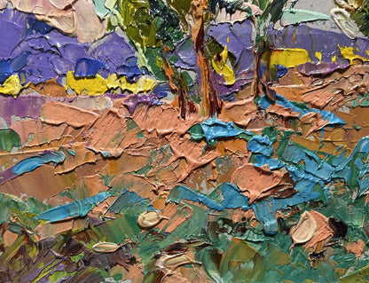 Oil painting In the autumn meadows by Oleksiy Ivanyuk vibrant landscape
