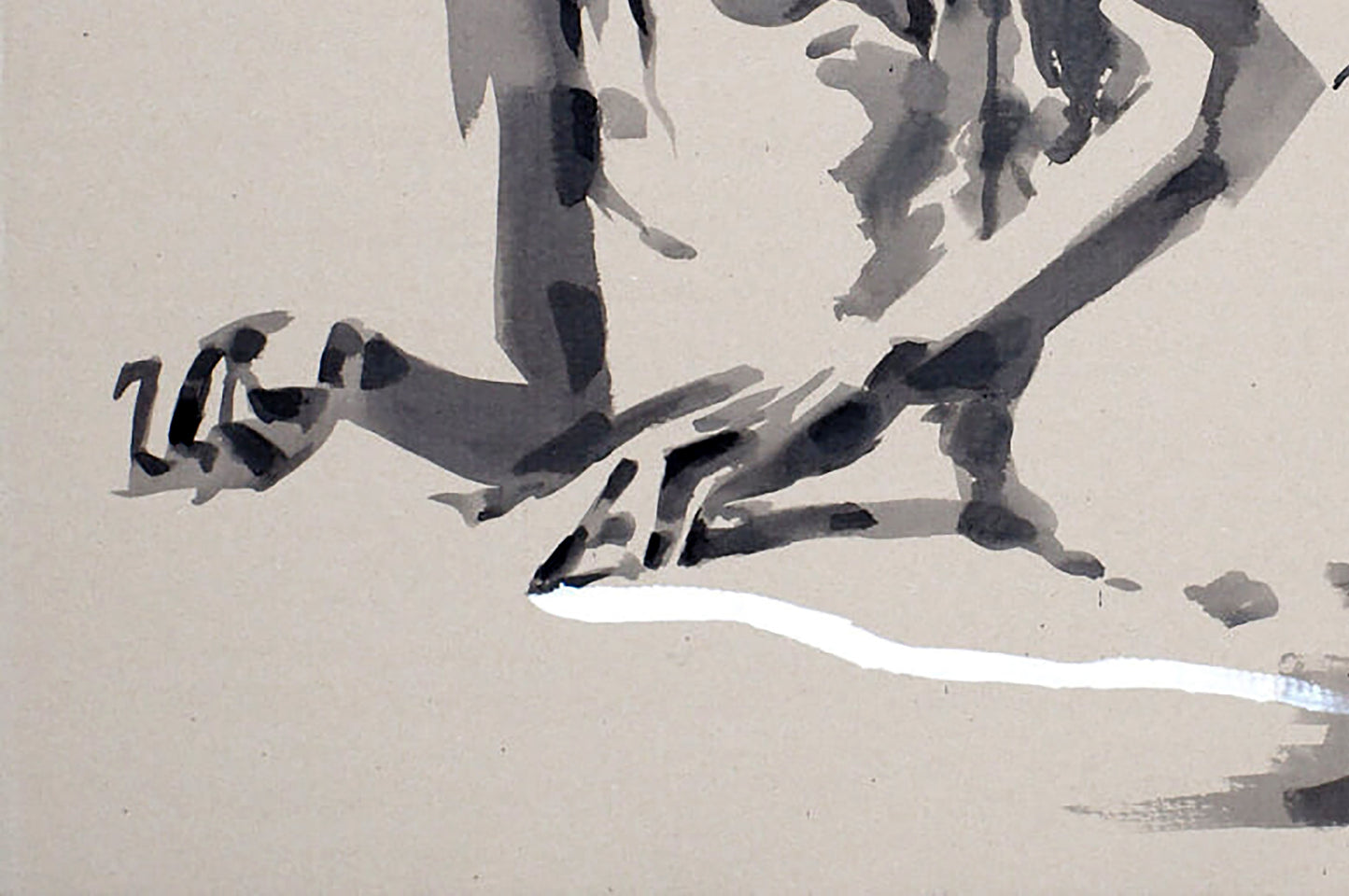 Minimalist ink wash Acrylic painting Bright streak of life by Dima Filatov