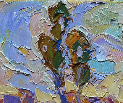 Oil painting Yellow sunset in the field by Oleksiy Ivanyuk textured impressionistic artwork