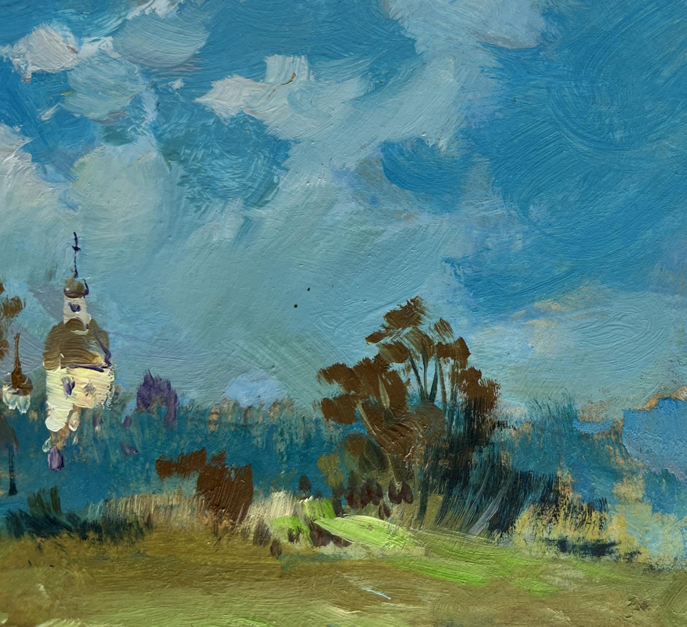 Church steeple with cross oil painting by Yuriy Suprunchuk