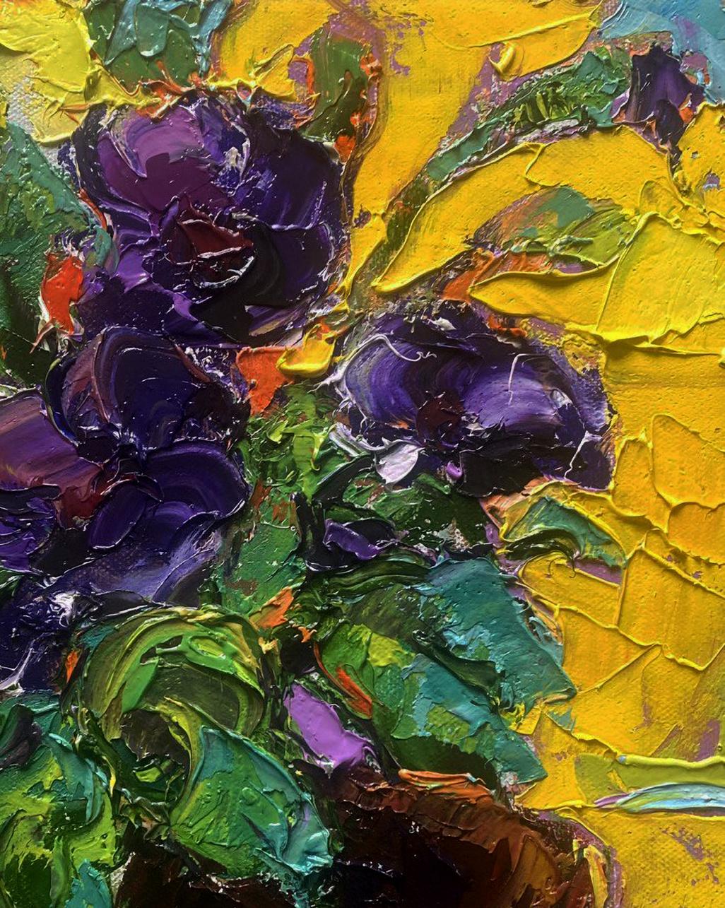 Vibrant impressionist oil painting Life blooms in the color of petunias by Oleksiy Ivanyuk