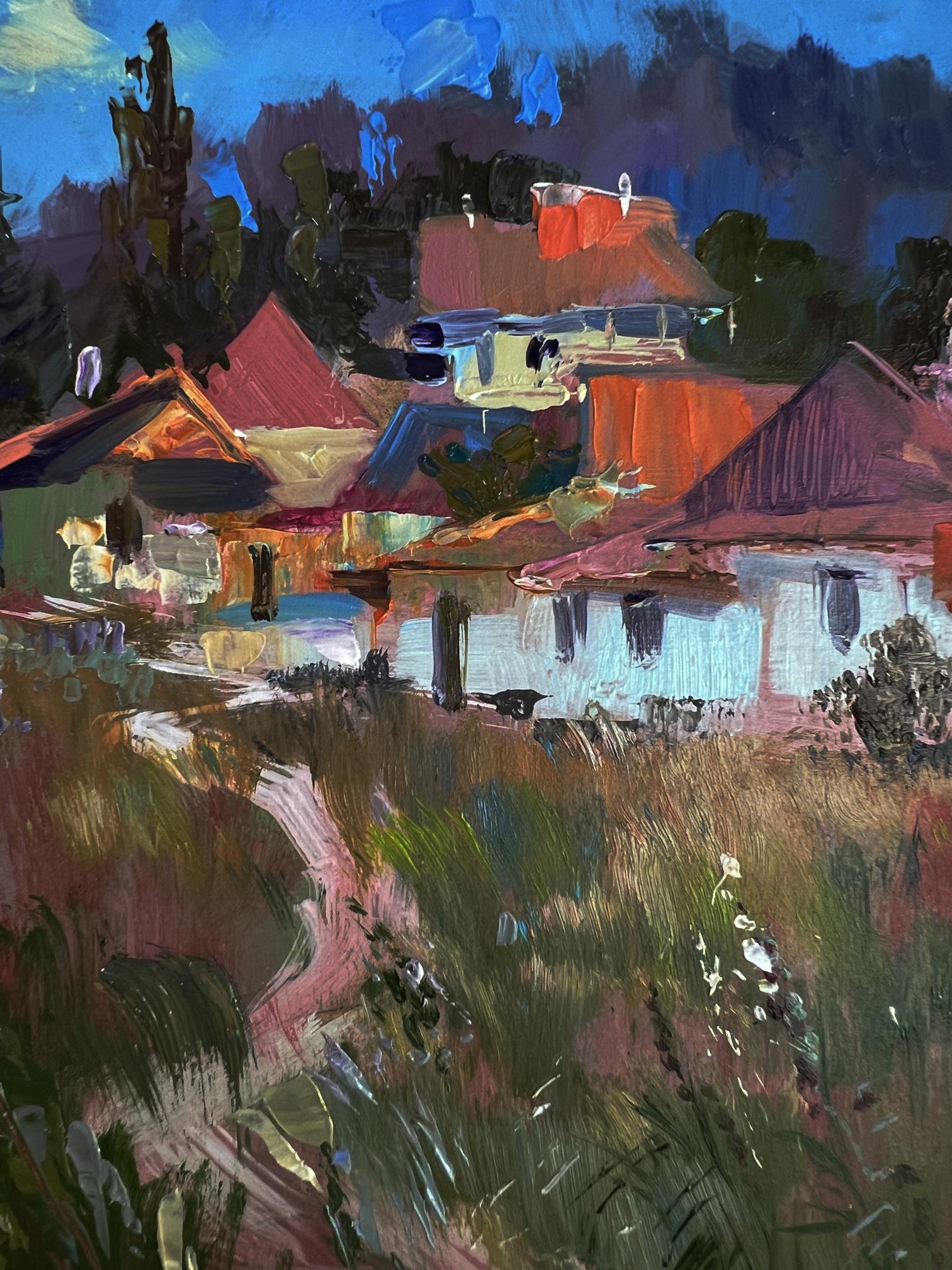 Vibrant impressionistic oil painting The path to the house by Yuriy Suprunchuk