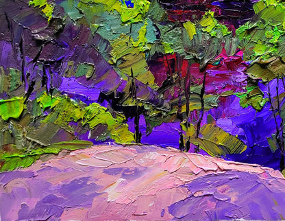 Vibrant impressionist oil painting of mountains by Boris Serdyuk