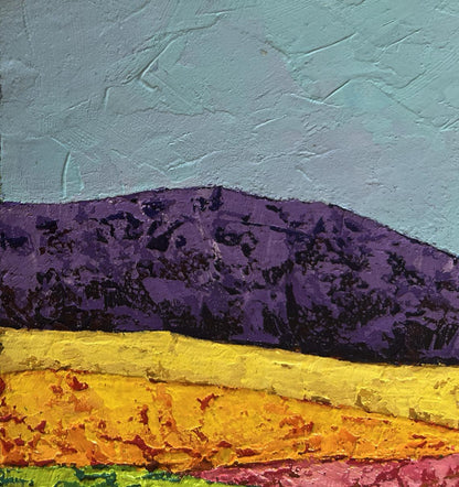 Oil painting of lonely tree in field by V. Zadorozhnya, abstract bands