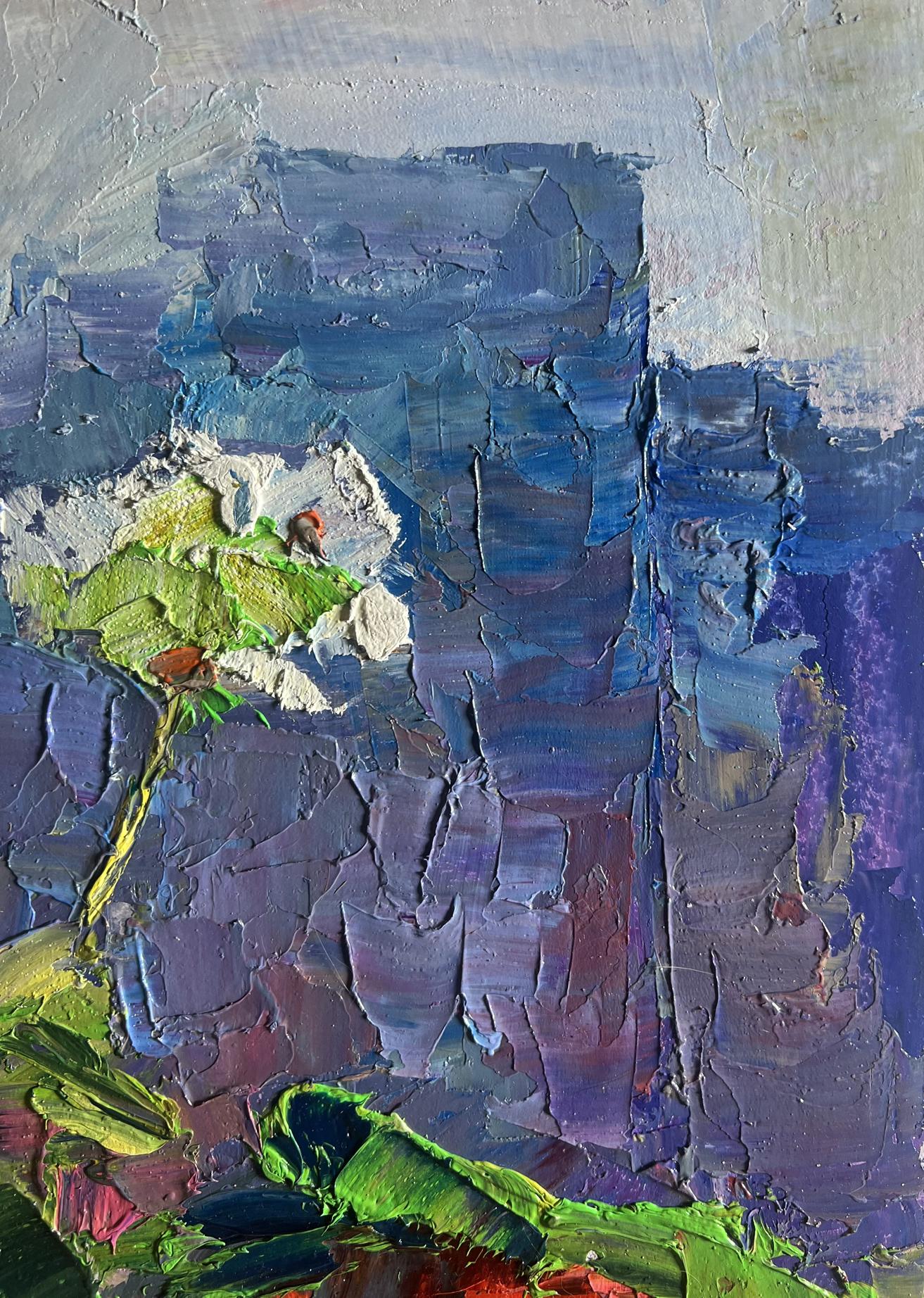 Oil painting Flowers on the windowsill by Boris Serdyuk, white flower