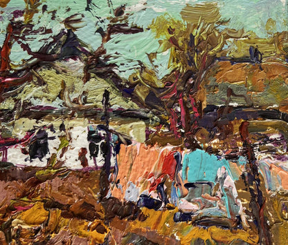 Oil painting Village with the approach of spring by Oksana Ivanyuk