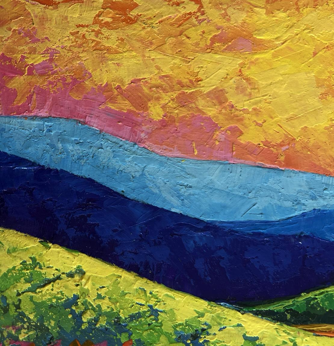 Vibrant Evening Sunset in Mountain Valley oil painting by V. Zadorozhnya