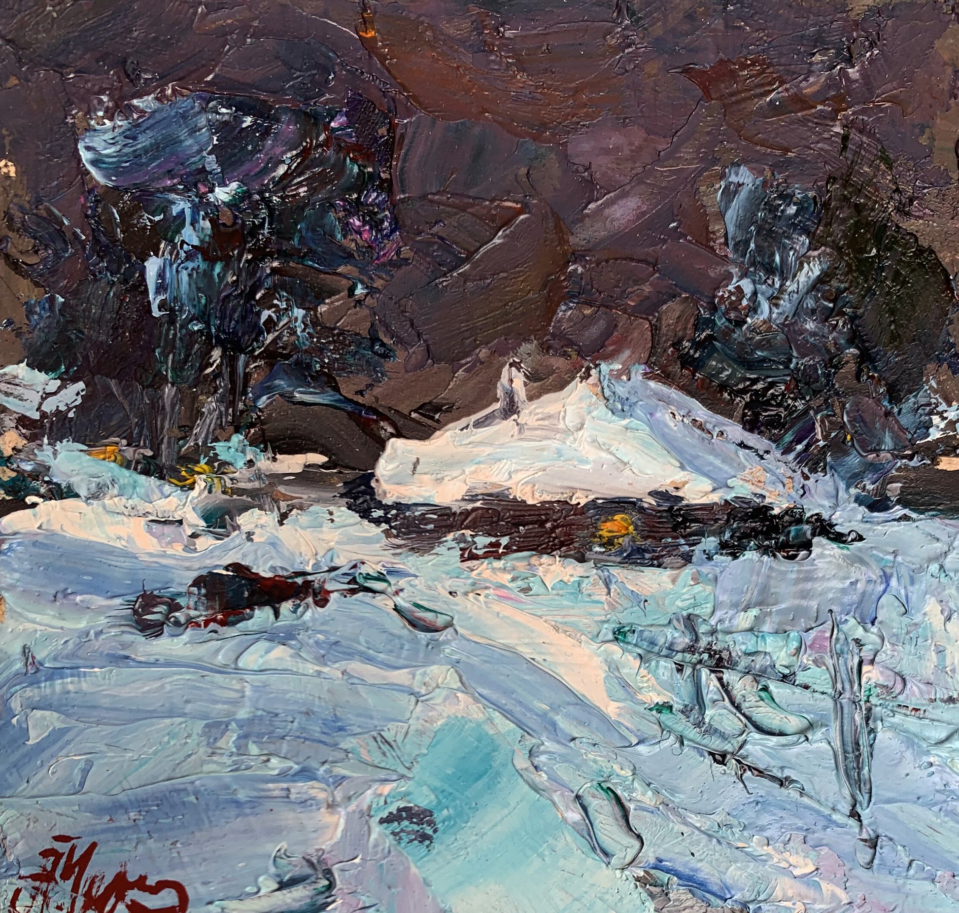 Textured white blue impasto painting by Alexander Cherednichenko, wholesale fine art