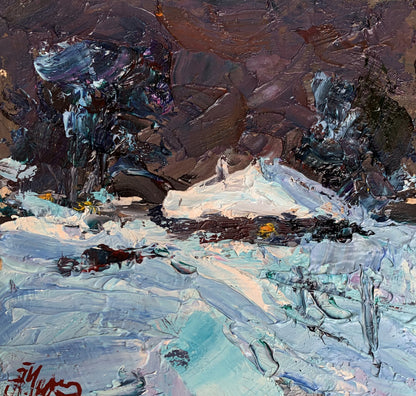 Textured white blue impasto painting by Alexander Cherednichenko, wholesale fine art