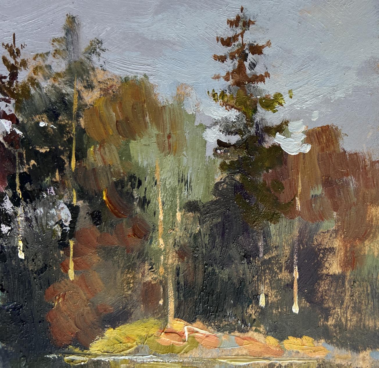 Impressionistic autumn forest oil painting by Yuriy Suprunchuk