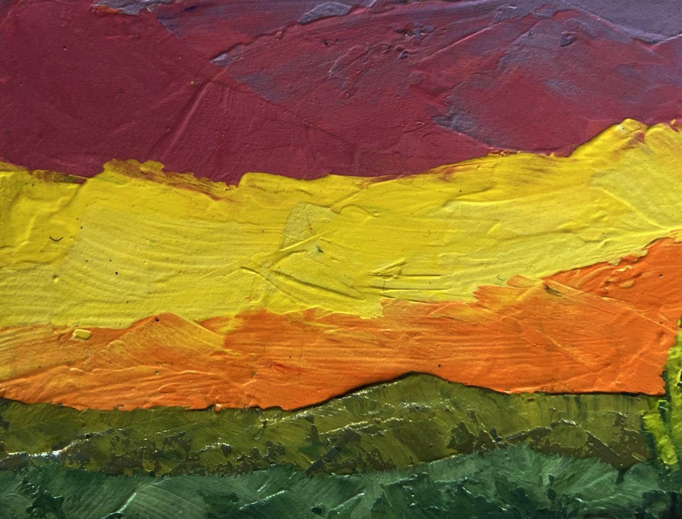 Oil painting Summer evening in sunset colors by V. Zadorozhnya