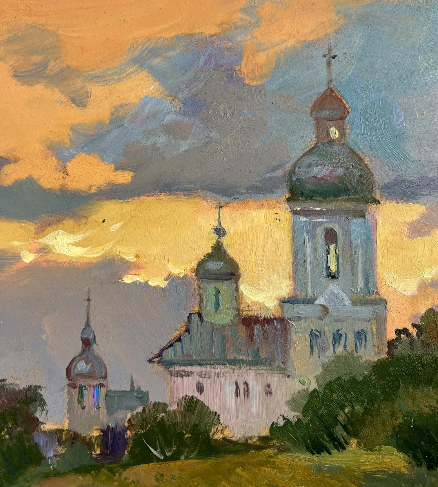 Oil painting The last rays over the temple by Yuriy Suprunchuk