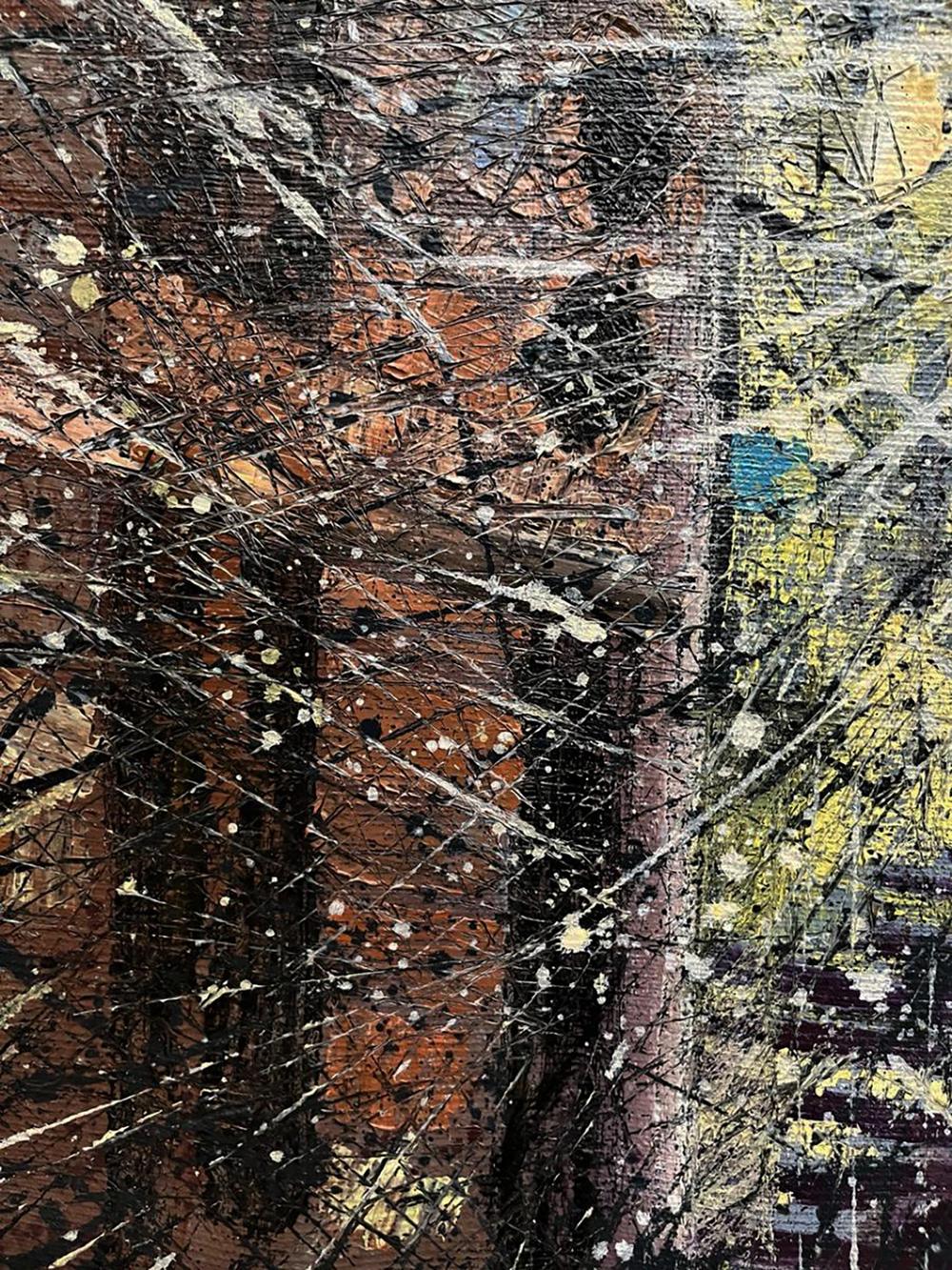 Oil painting Spatial gamet by Serhiy Kovalev: abstract black, white, orange strokes