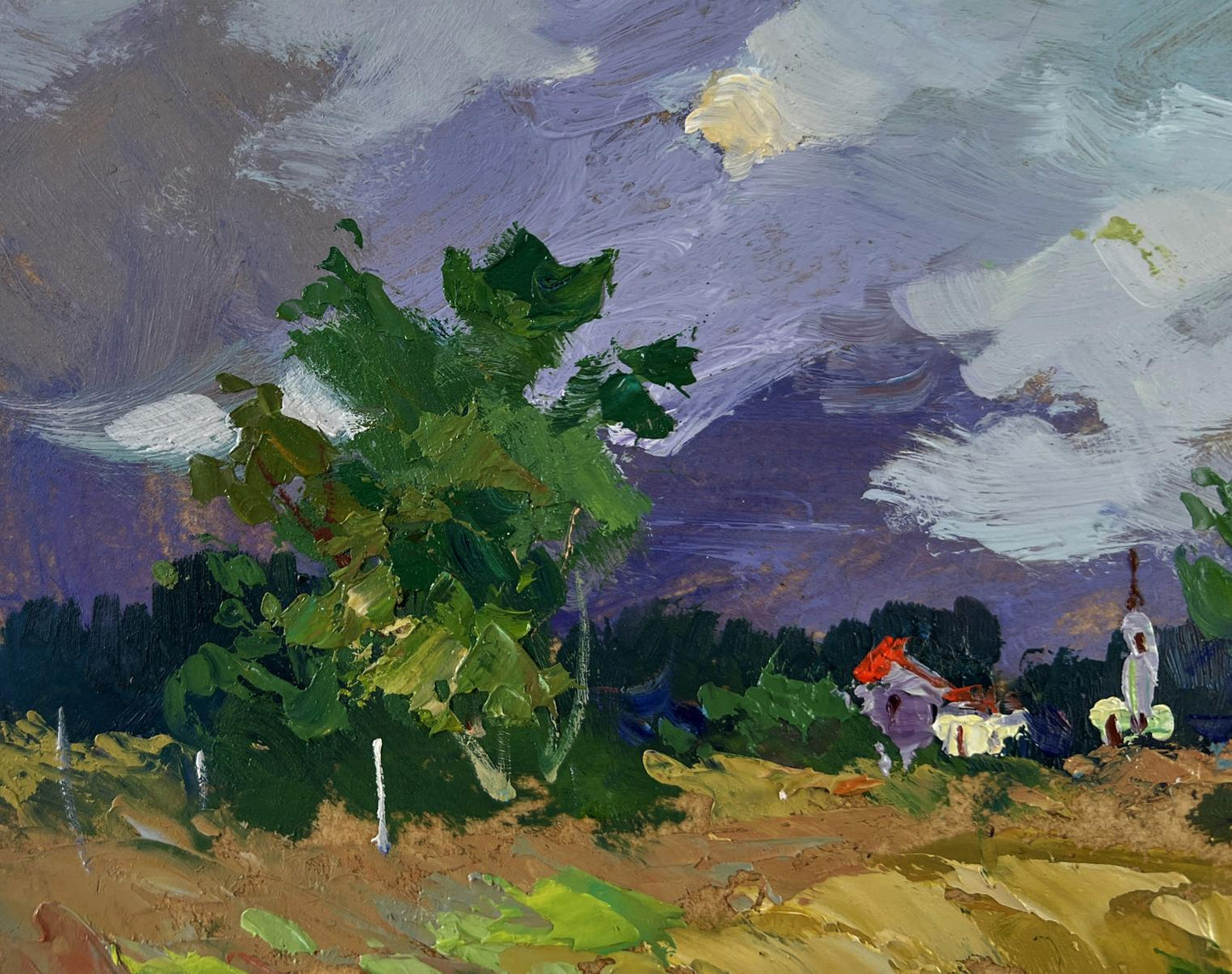 Vibrant impressionistic oil painting Quiet Village in Endless Expanses by Yuriy Suprunchuk