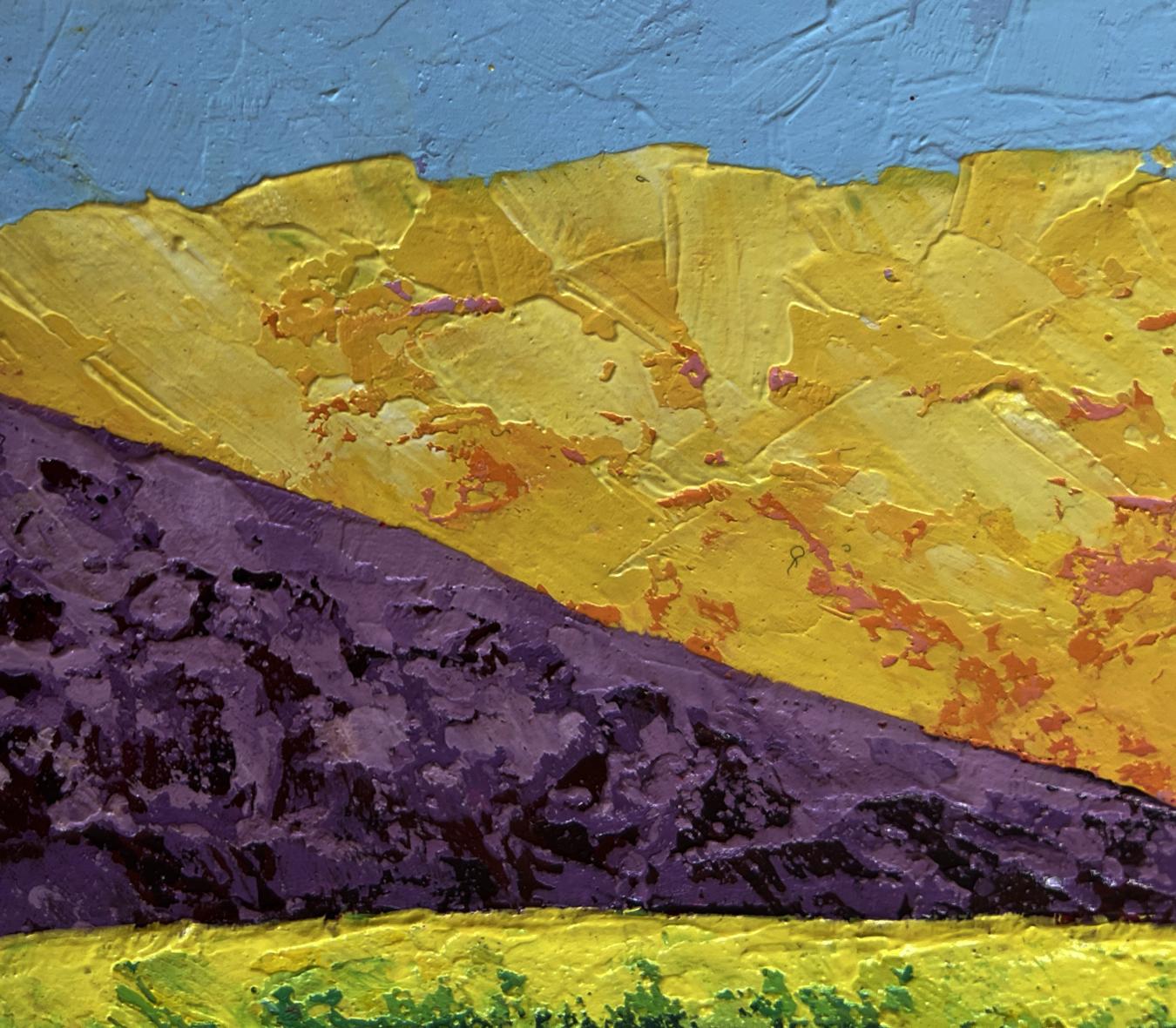 Oil painting Watching the Sunset by V. Zadorozhnya vibrant impasto landscape