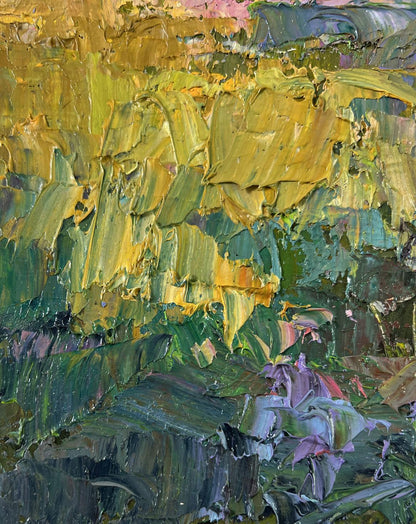 Oil painting Warmth in the air by Boris Serdyuk, textured yellow green hues