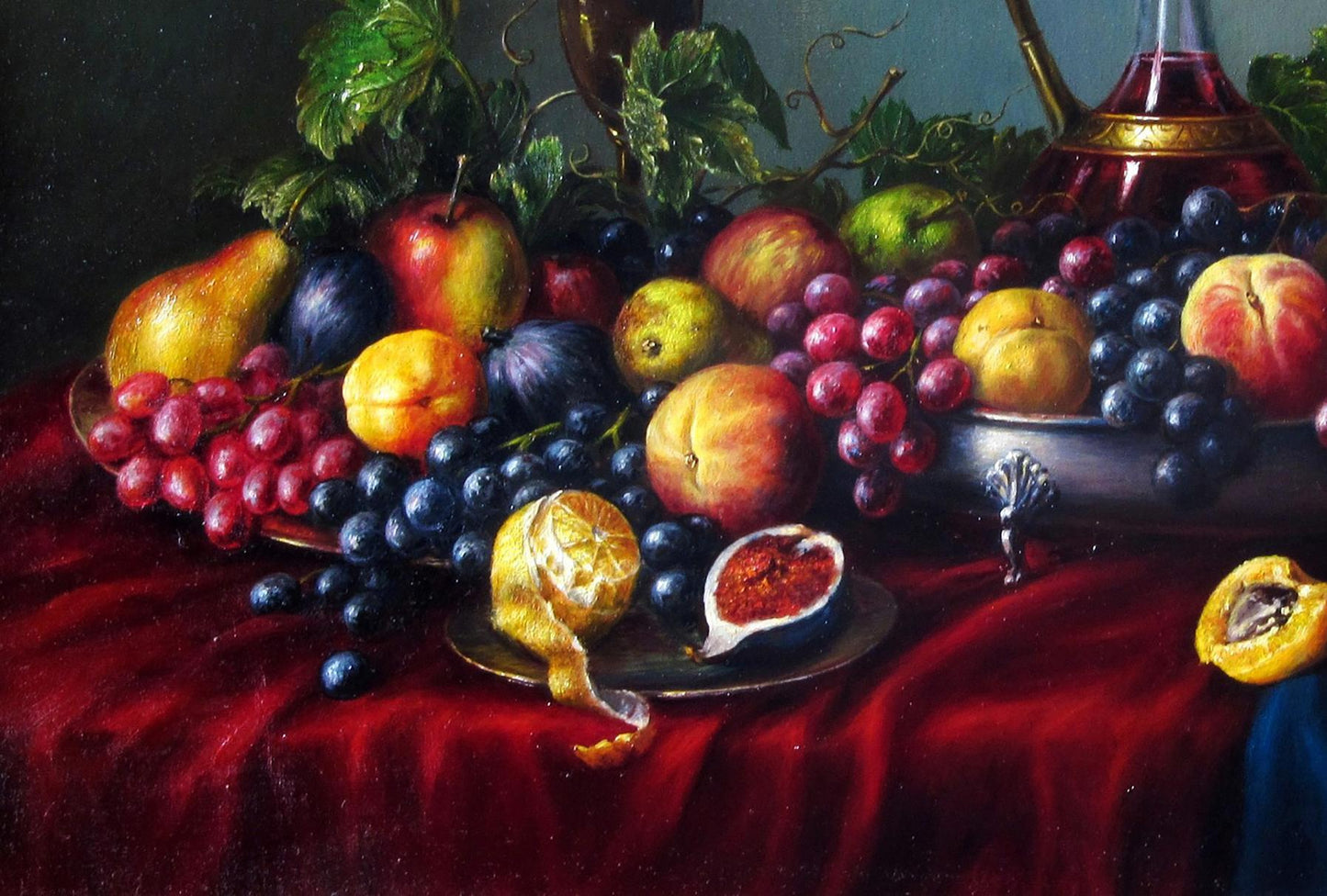 Oil painting Summer Treats Valeriy Bulat with vibrant fruits on velvet
