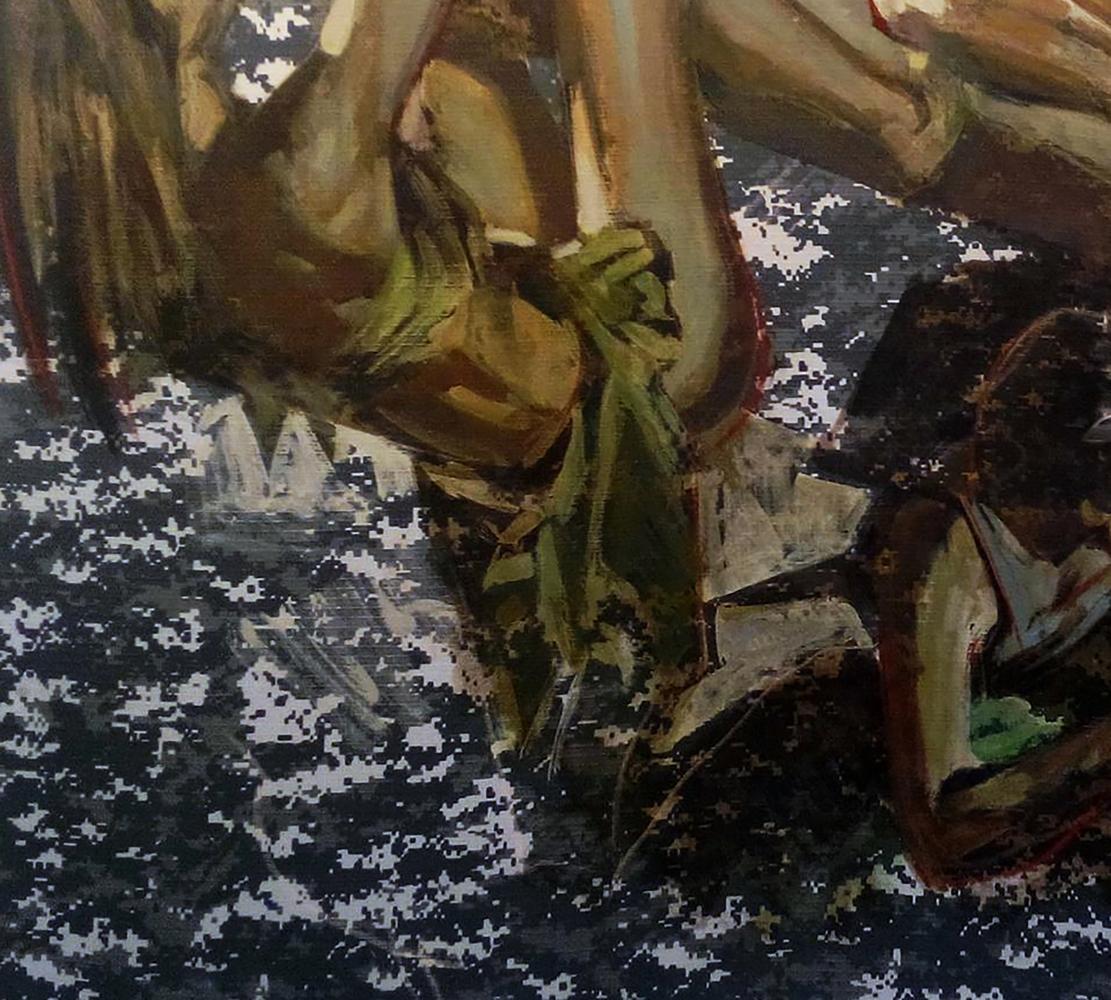 Oil painting Amazons Ed Potapenkov with earthy browns and greens
