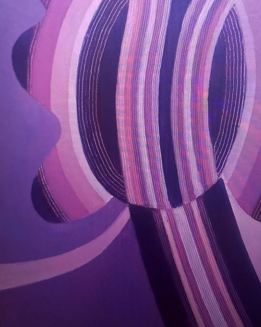 Oil painting Butterfly by Alexander Strashevich with purple pink black abstract textile circles
