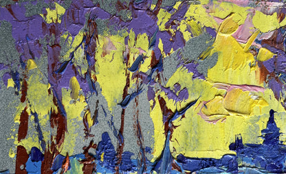 Oil painting Winter evening with yellow sunset by Oleksiy Ivanyuk