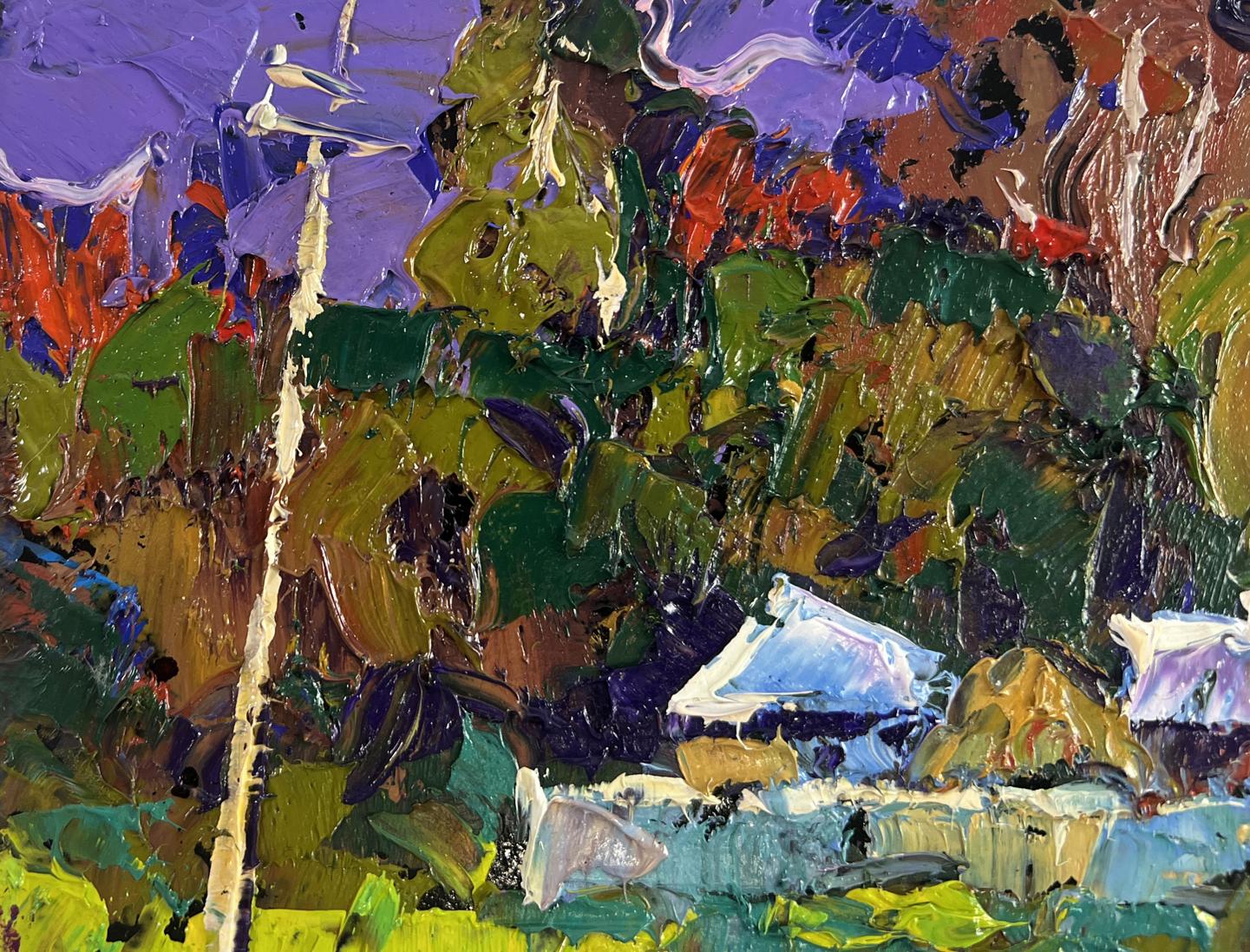 Vibrant impressionist oil painting On the edge of the village time stops by Oleksiy Ivanyuk