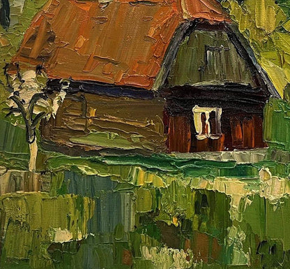 Oil painting rural yard Anatoly Tertychny