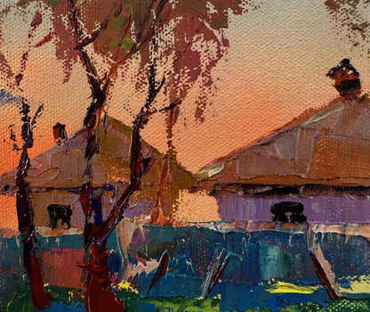Impressionistic oil painting Village Morning by Oleksiy Ivanyuk