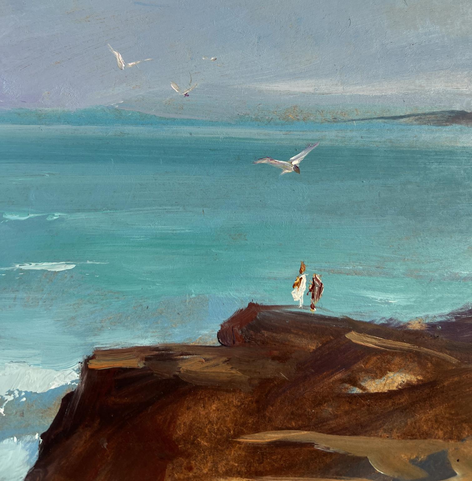 Oil painting Sea Symphony of Waves by Yuriy Suprunchuk serene coastal cliff scene