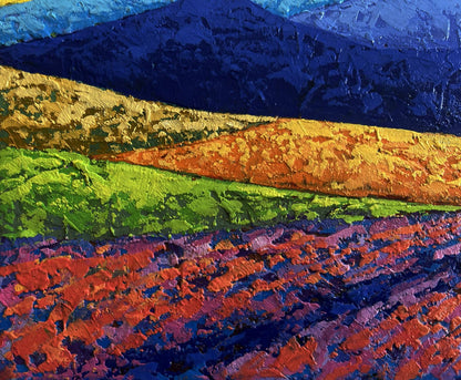 Vibrant impressionist oil painting Romance in the Mountains by V. Zadorozhnya