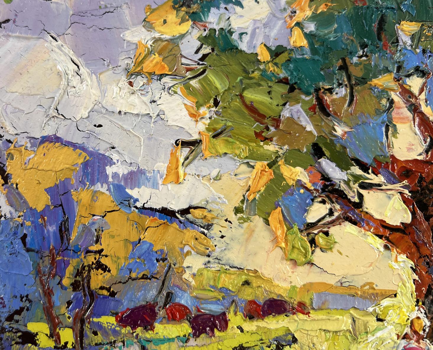 Vibrant impressionist oil painting The heat hangs over the field by Oksana Ivanyuk