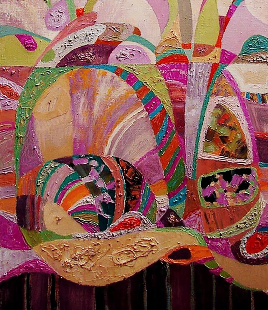 Oil painting Lilac dreams by Tatyana Shulyak vibrant abstract purples pinks