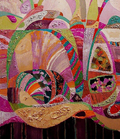 Oil painting Lilac dreams by Tatyana Shulyak vibrant abstract purples pinks