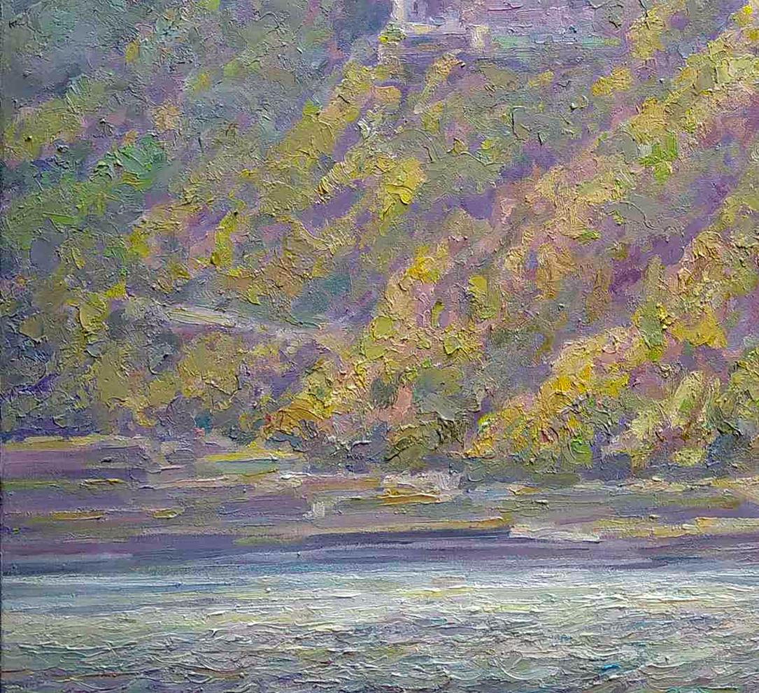 Oil painting View of the Lavra by Leonid Pavlenko autumn hillside