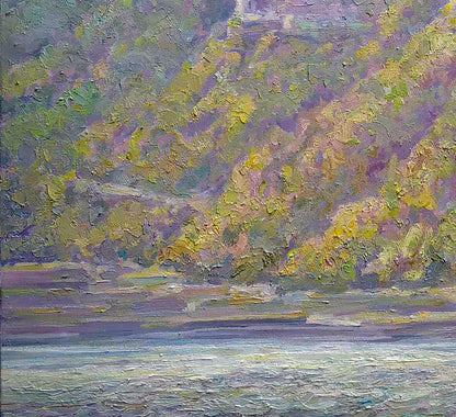 Oil painting View of the Lavra by Leonid Pavlenko autumn hillside