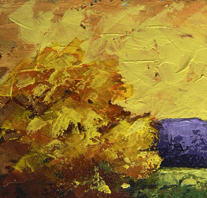 Textured impasto oil painting The last days of warm evenings by V. Zadorozhnya