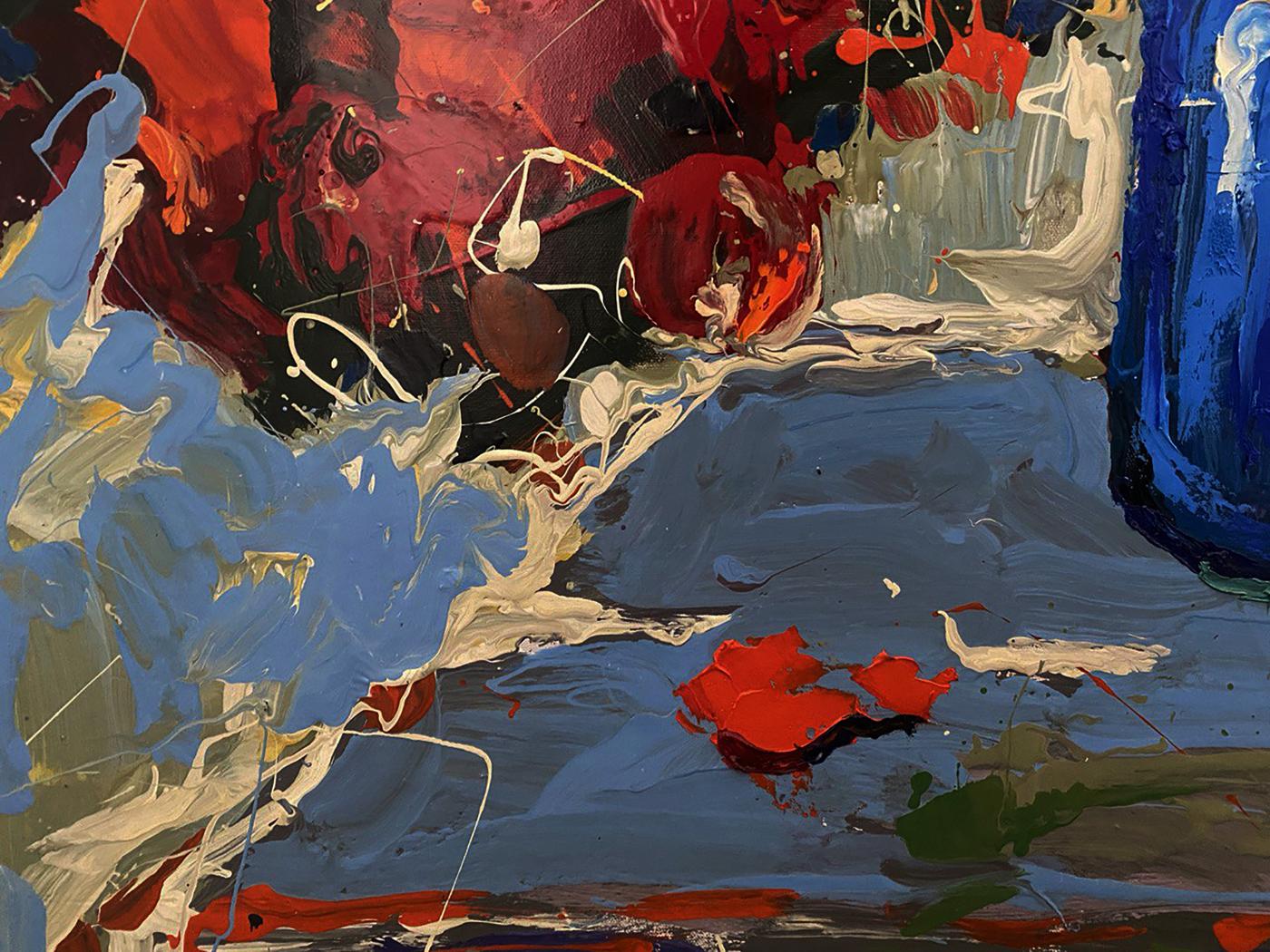 Oil painting Poppies are red by Oksana Ivanyuk with bold abstract strokes