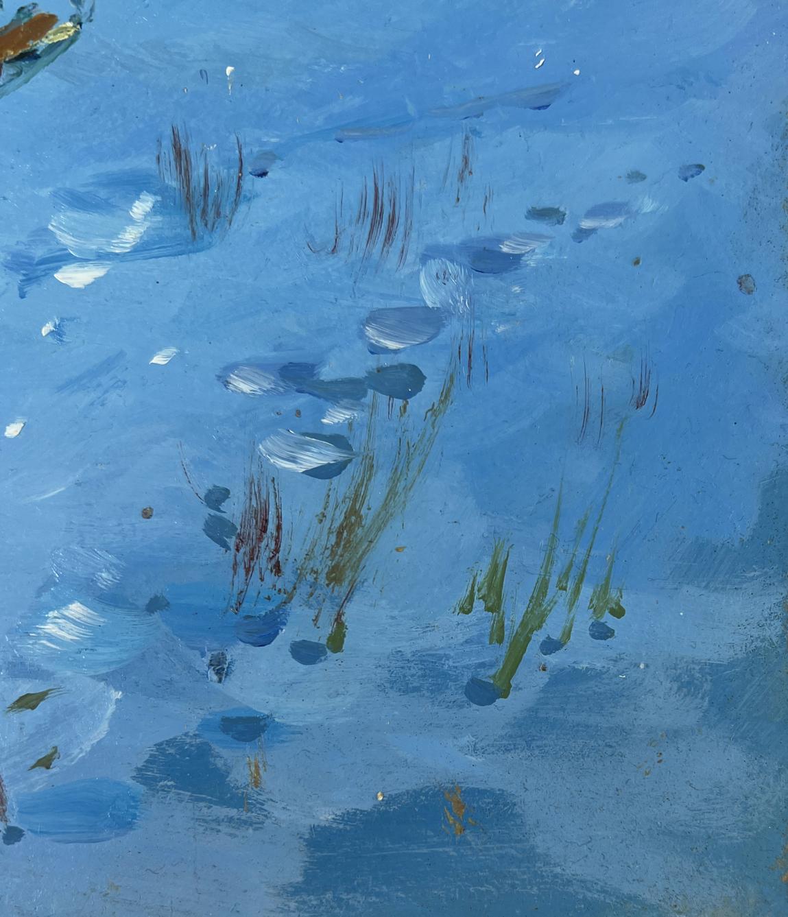 Textured blue watercolor of abstract aquatic plants by Yuriy Suprunchuk