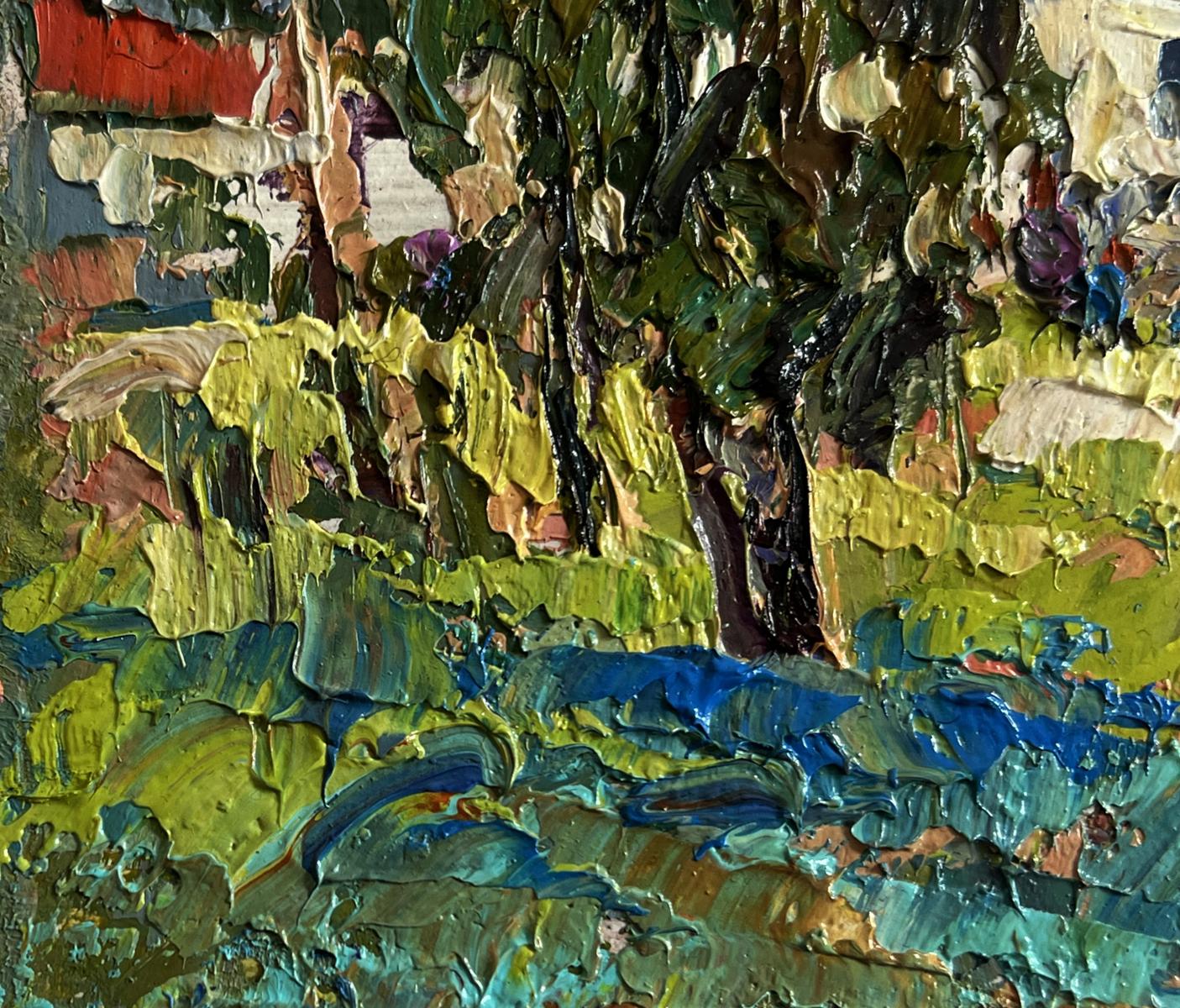 Impasto textured oil painting Hike to the Monastery by Oksana Ivanyuk