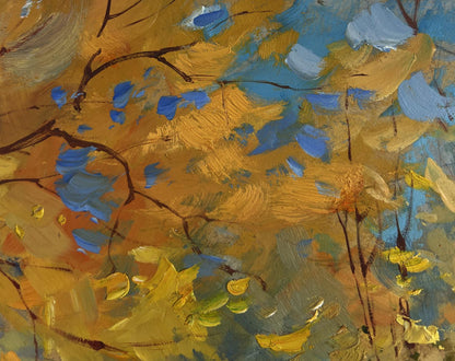 Abstract oil painting Autumn leaves are flying by Yuriy Suprunchuk