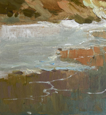 Abstract oil painting The mountains touch the sea by Yuriy Suprunchuk