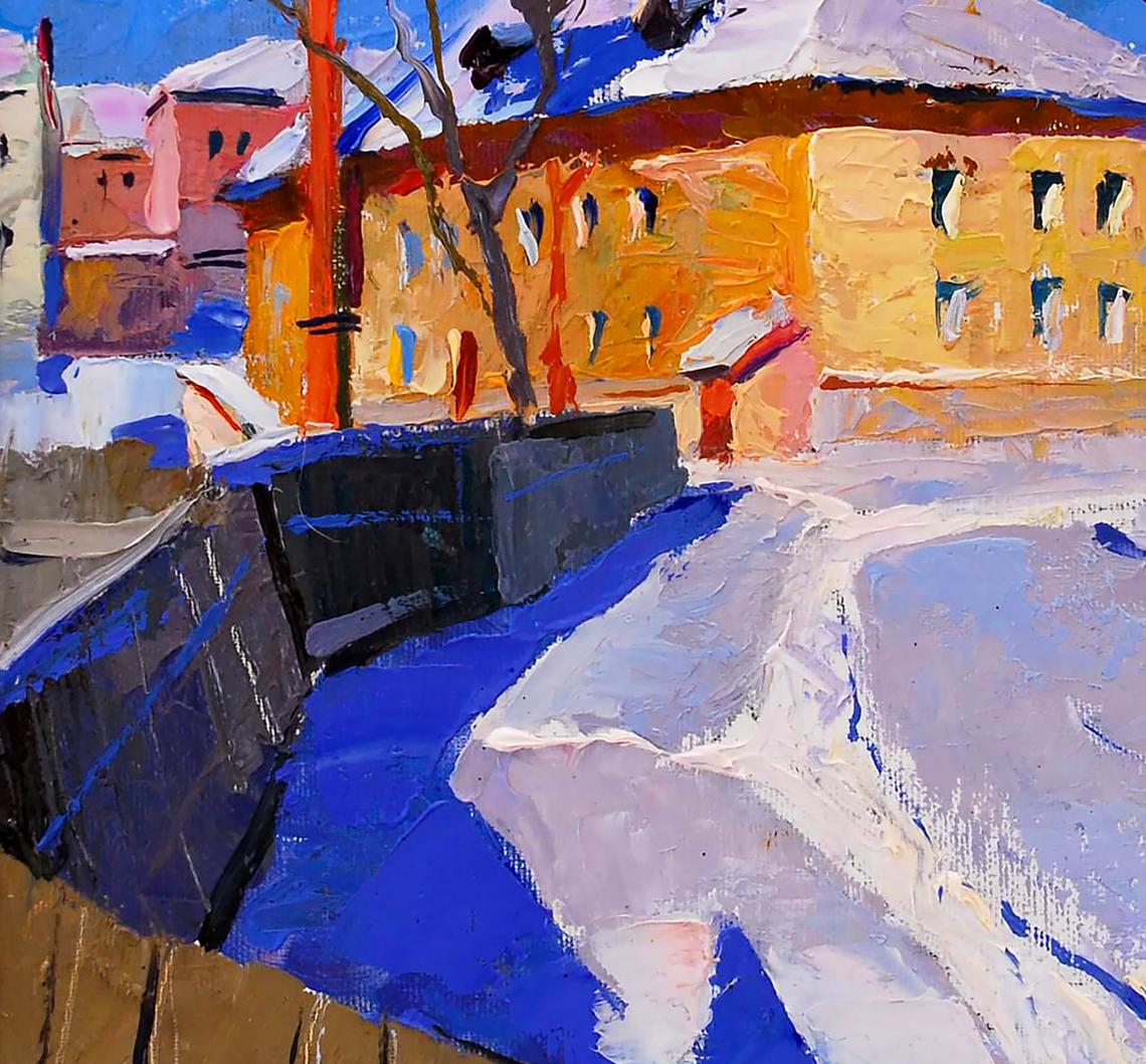 Vibrant impressionist oil painting It was snowing by Egor Shvachunov