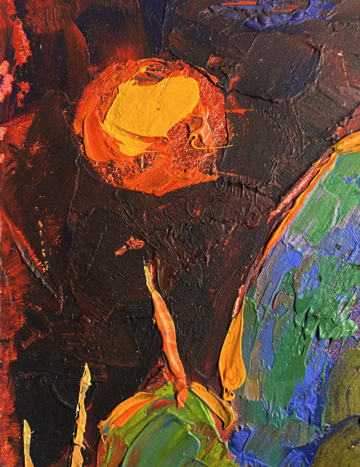 Oil painting Yellow moon in the field by Oleksiy Ivanyuk vibrant sun