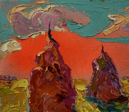 Vibrant abstract landscape oil painting Bright summer dawn by Oleksiy Ivanyuk