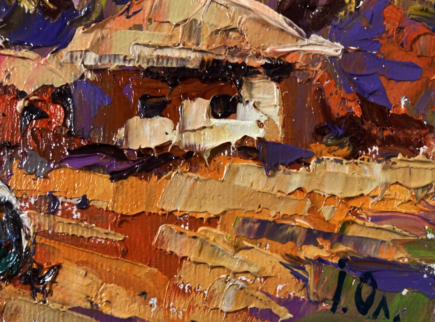 Oil painting Warm evening sun sets over horizon by Oleksiy Ivanyuk