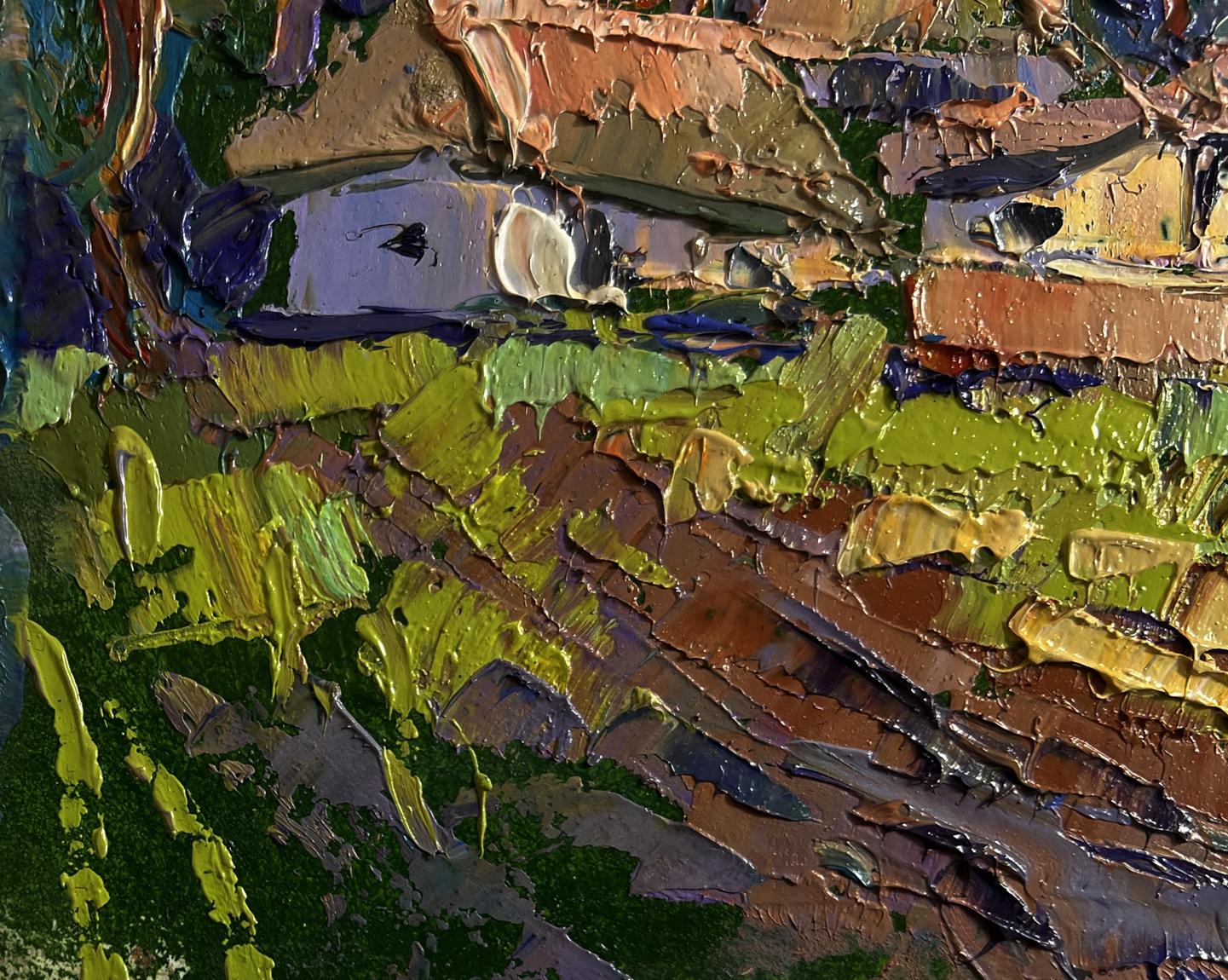 Textured impasto oil painting On the edge of the village by Oleksiy Ivanyuk